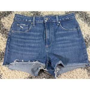 Paige Sarah High Rise Shorts Distressed Cut Offs Jean Denim‎ Raw Hem Size 27